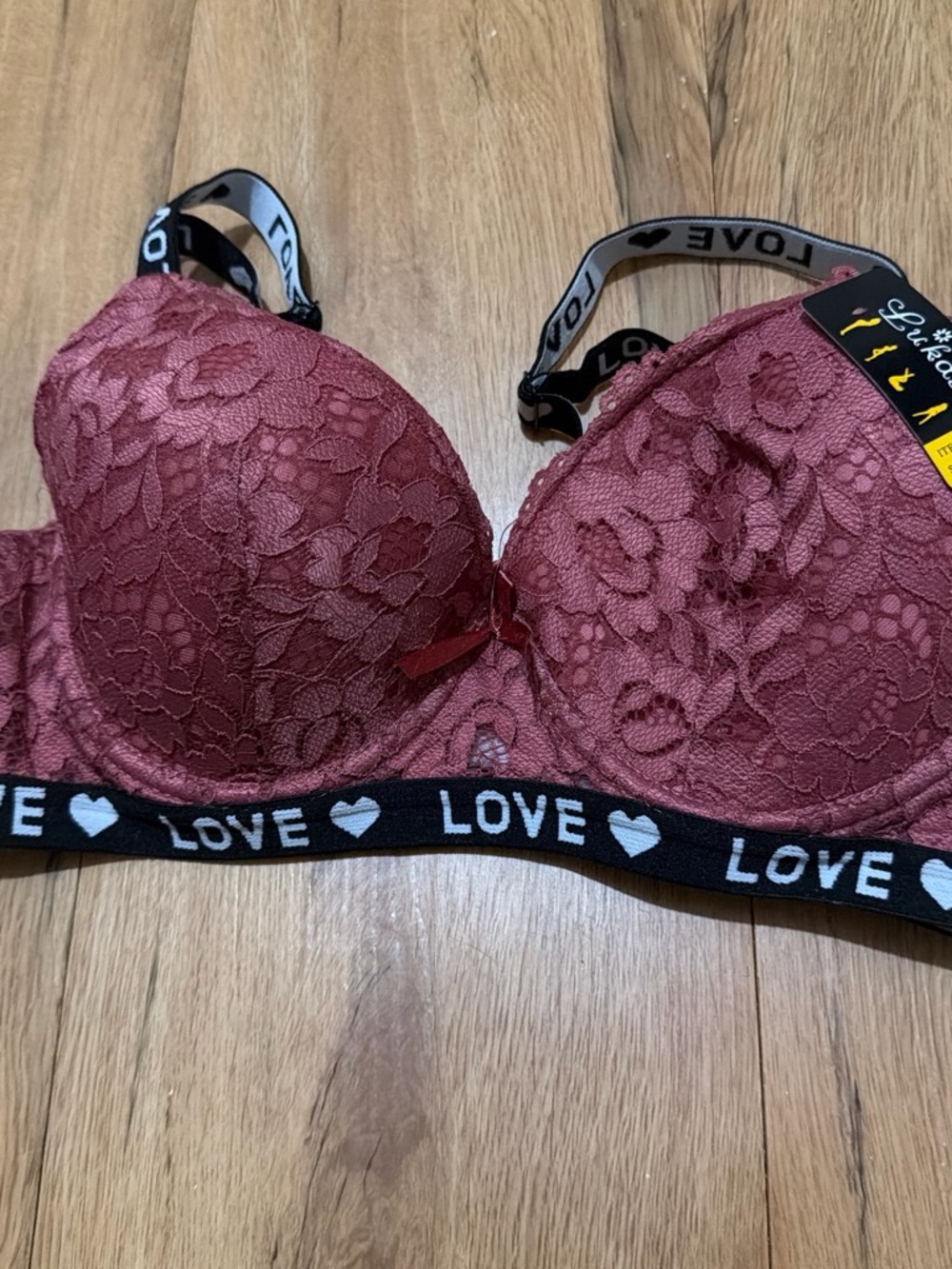 LOVE Lace Push-Up Bra in Deep Rose